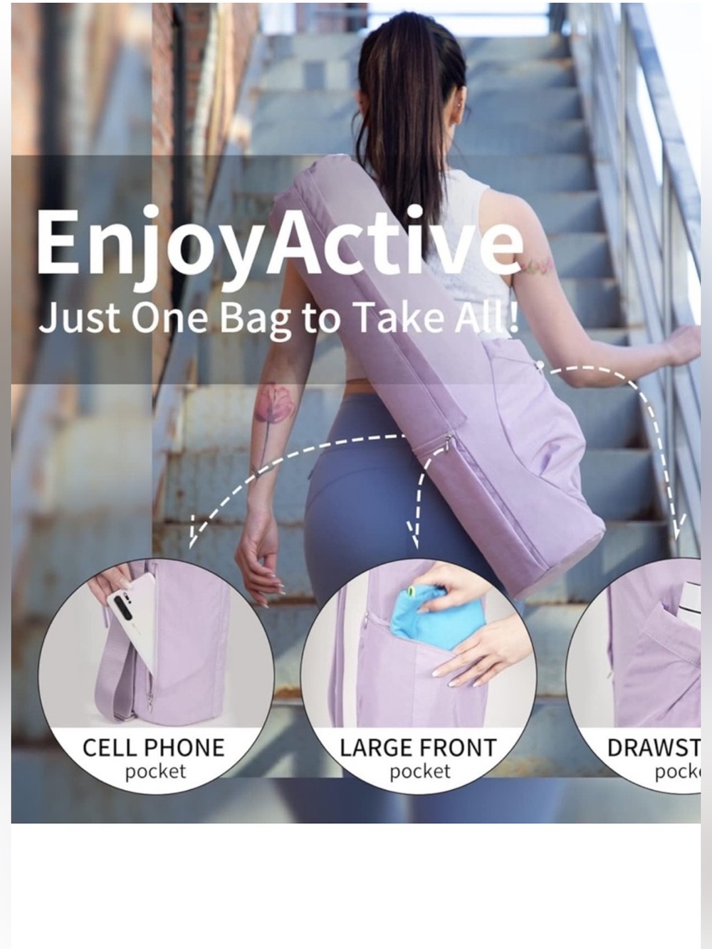 Enjoy Active Beige & With Brown Handle strap Women's Yoga Mat Bag